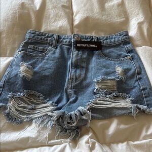 PrettyLittleThing Blue High-Waisted Jean Shorts